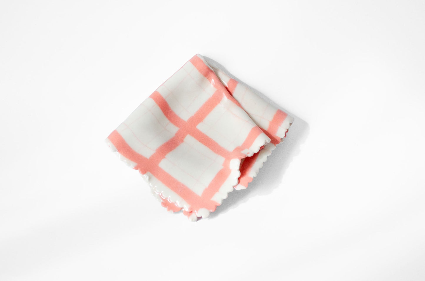 Nerikomi Handkerchief Dish Tray, Dish Saori M Stoneware Pink
