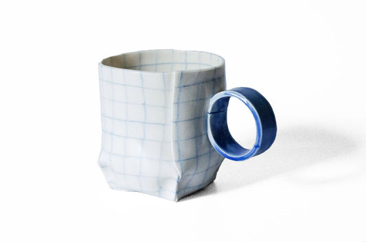 Nerikomi Check Pattern Origami Mug Mug Saori M Stoneware