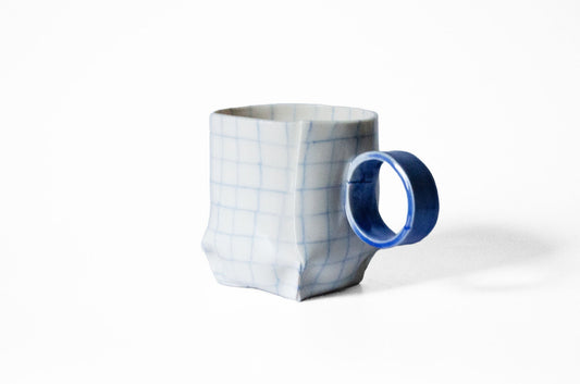 Nerikomi Check Pattern Origami Mug Mug Saori M Stoneware
