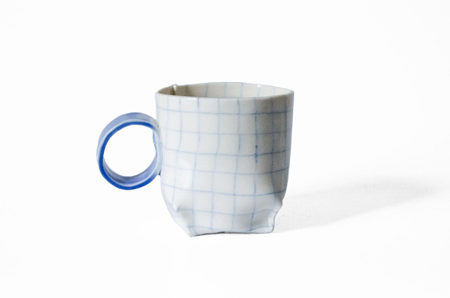 Nerikomi Check Pattern Origami Mug Mug Saori M Stoneware