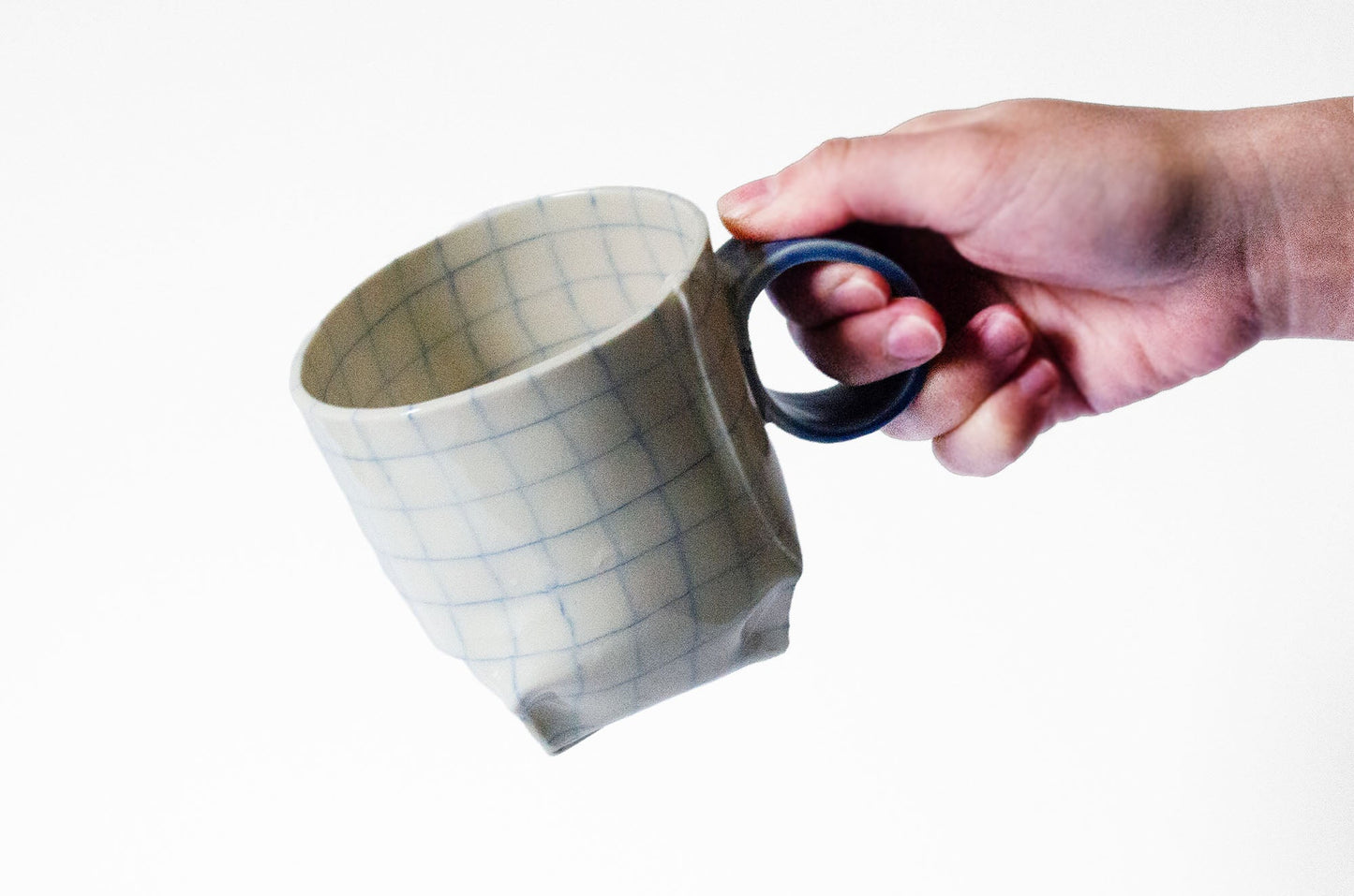 Nerikomi Check Pattern Origami Mug Mug Saori M Stoneware