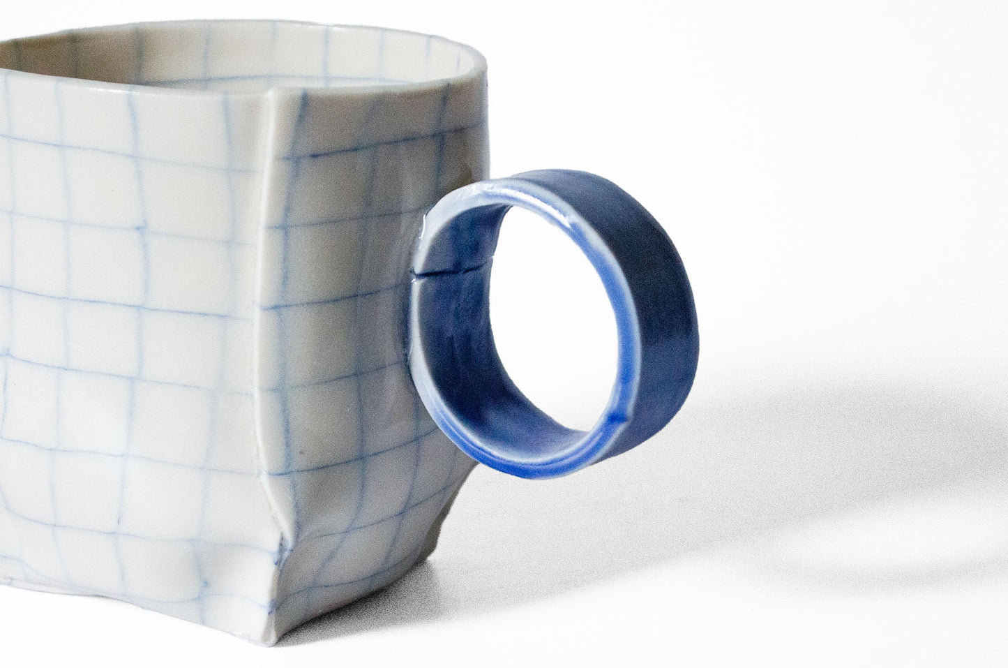 Nerikomi Check Pattern Origami Mug Mug Saori M Stoneware