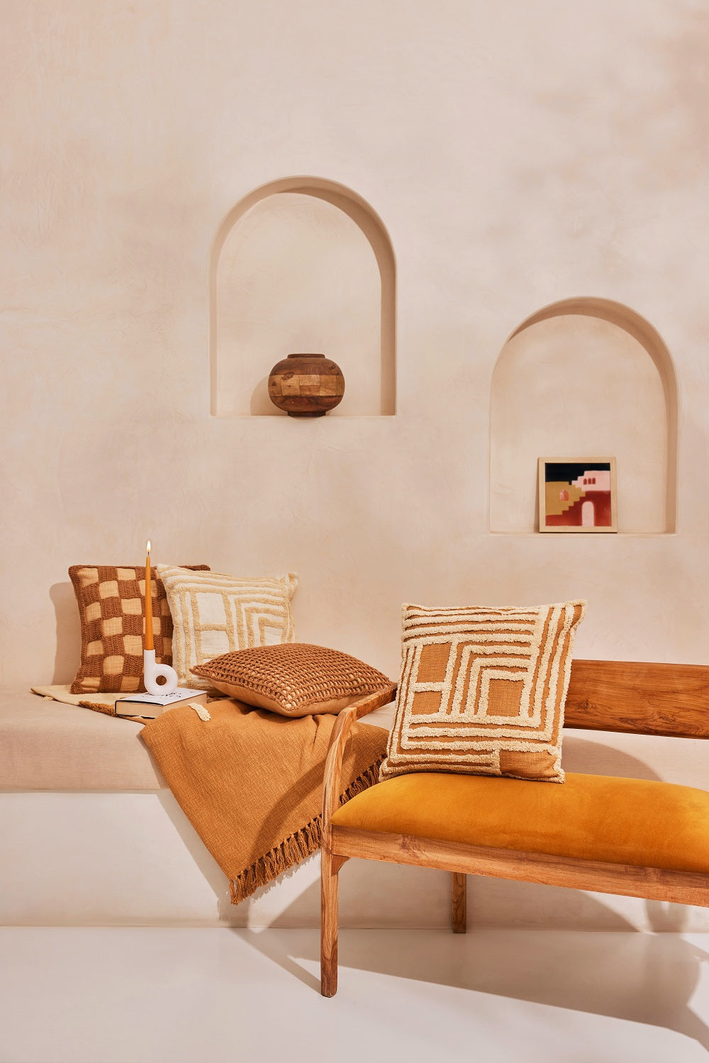 Rekha Cross Tufted Pillow | Clay Cushion Casa Amarosa