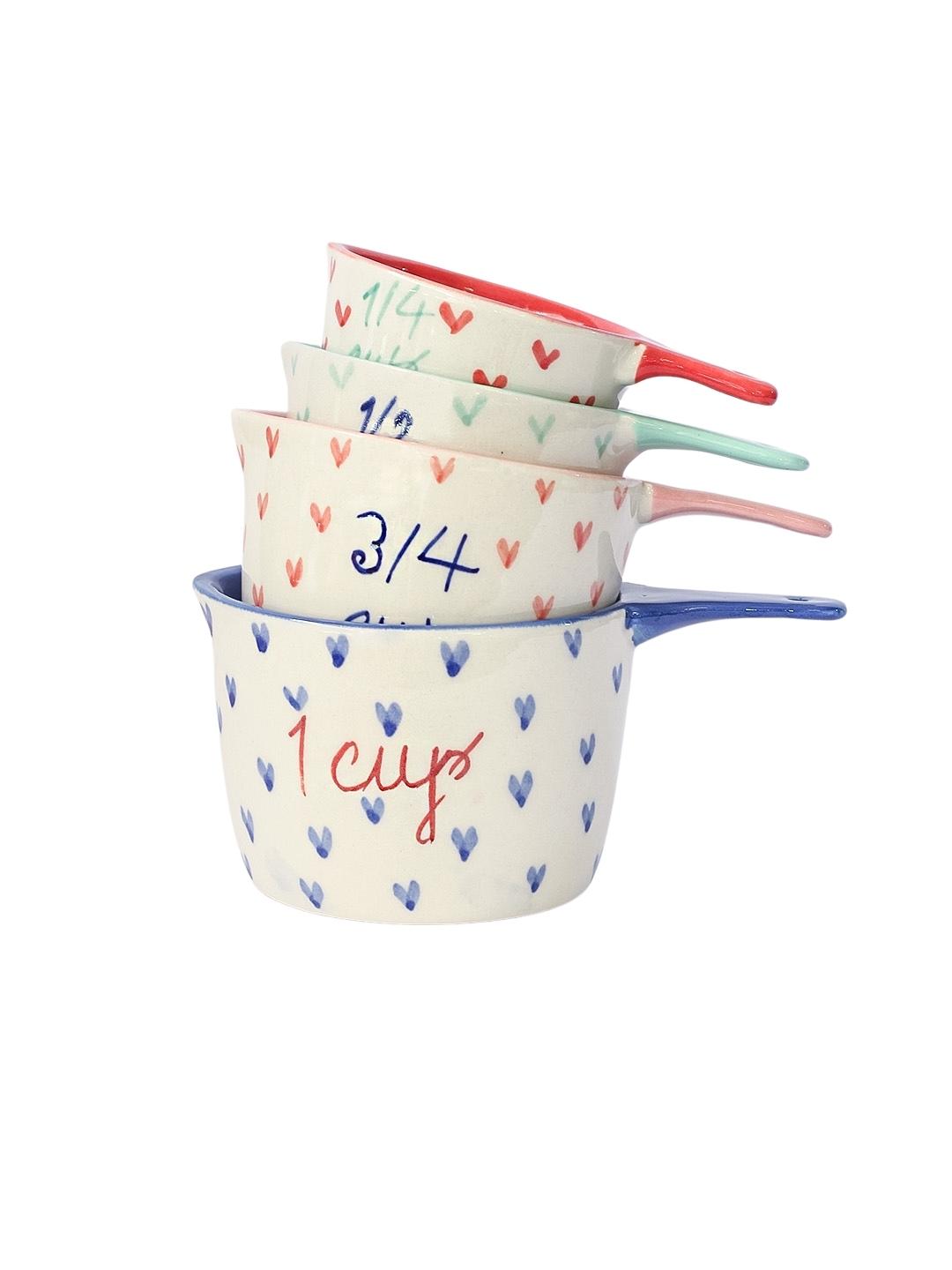 Little Hearts Measuring Ceramic Cups | Set of 4 Measuring cup Casa Amarosa