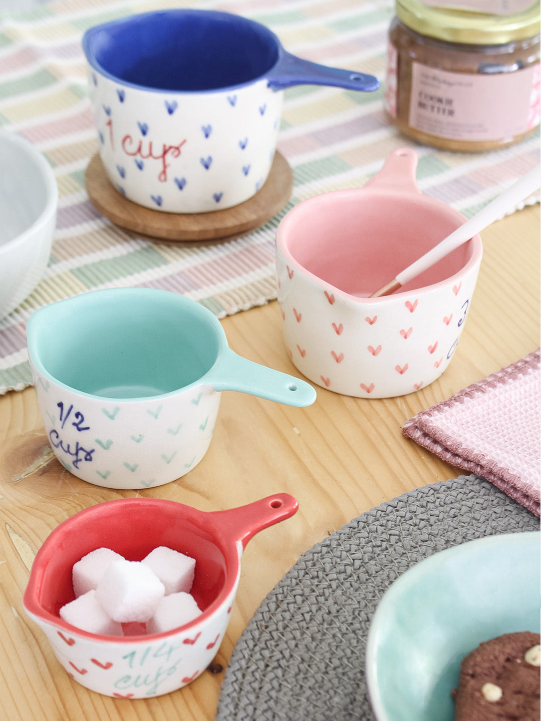 Little Hearts Measuring Ceramic Cups | Set of 4 Measuring cup Casa Amarosa