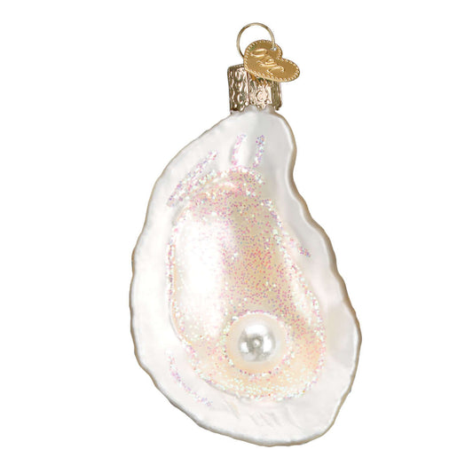Oyster With Pearl Ornament, handcrafted artisan decor featuring a shimmering pearl and elegant design.
