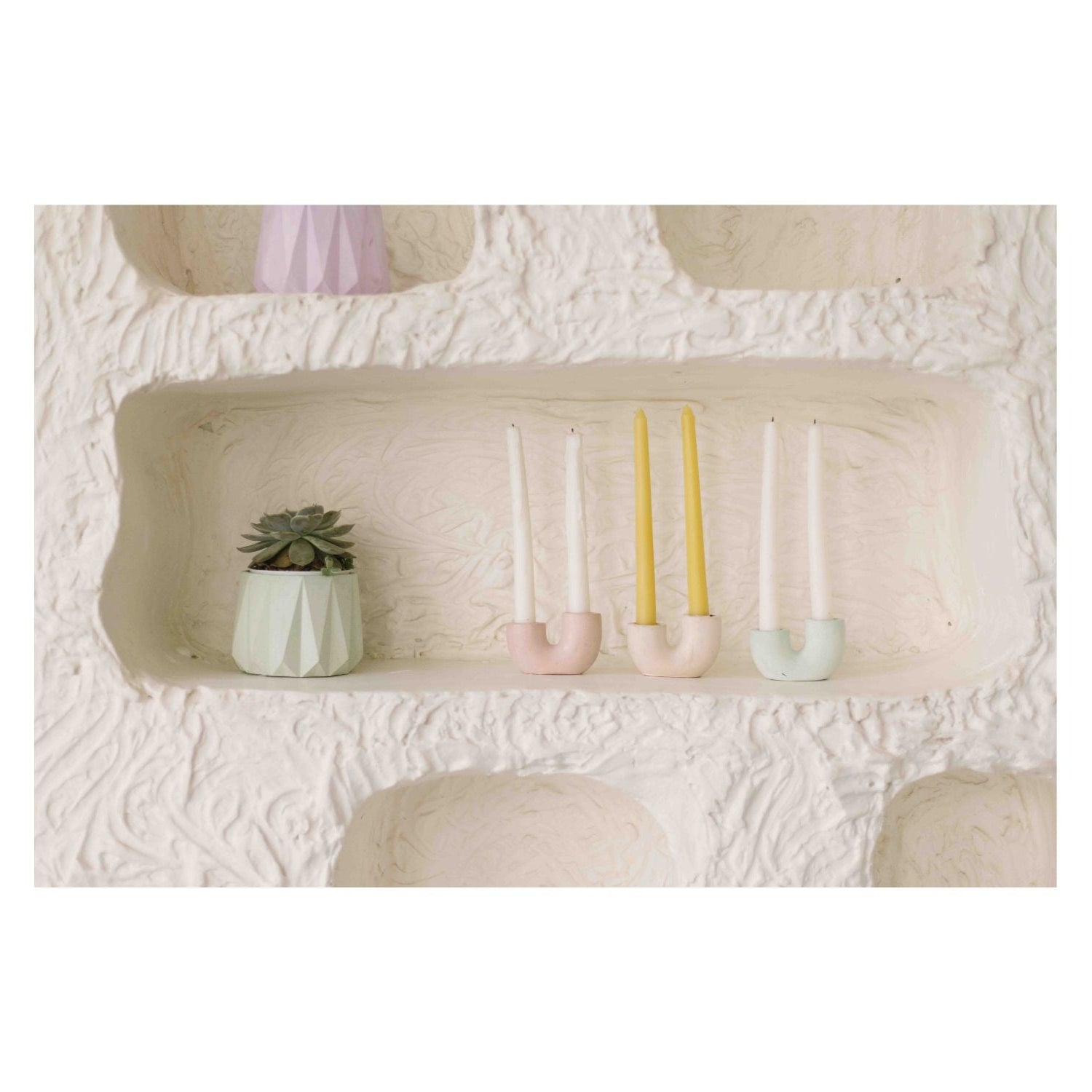 Nordic U-Shaped Concrete Candle Holder | Set of 2 | Ivory Candle Holders Casa Amarosa
