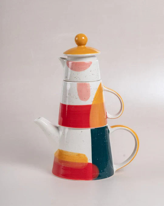 Handpainted Ceramic Tea for One tea set Casa Amarosa