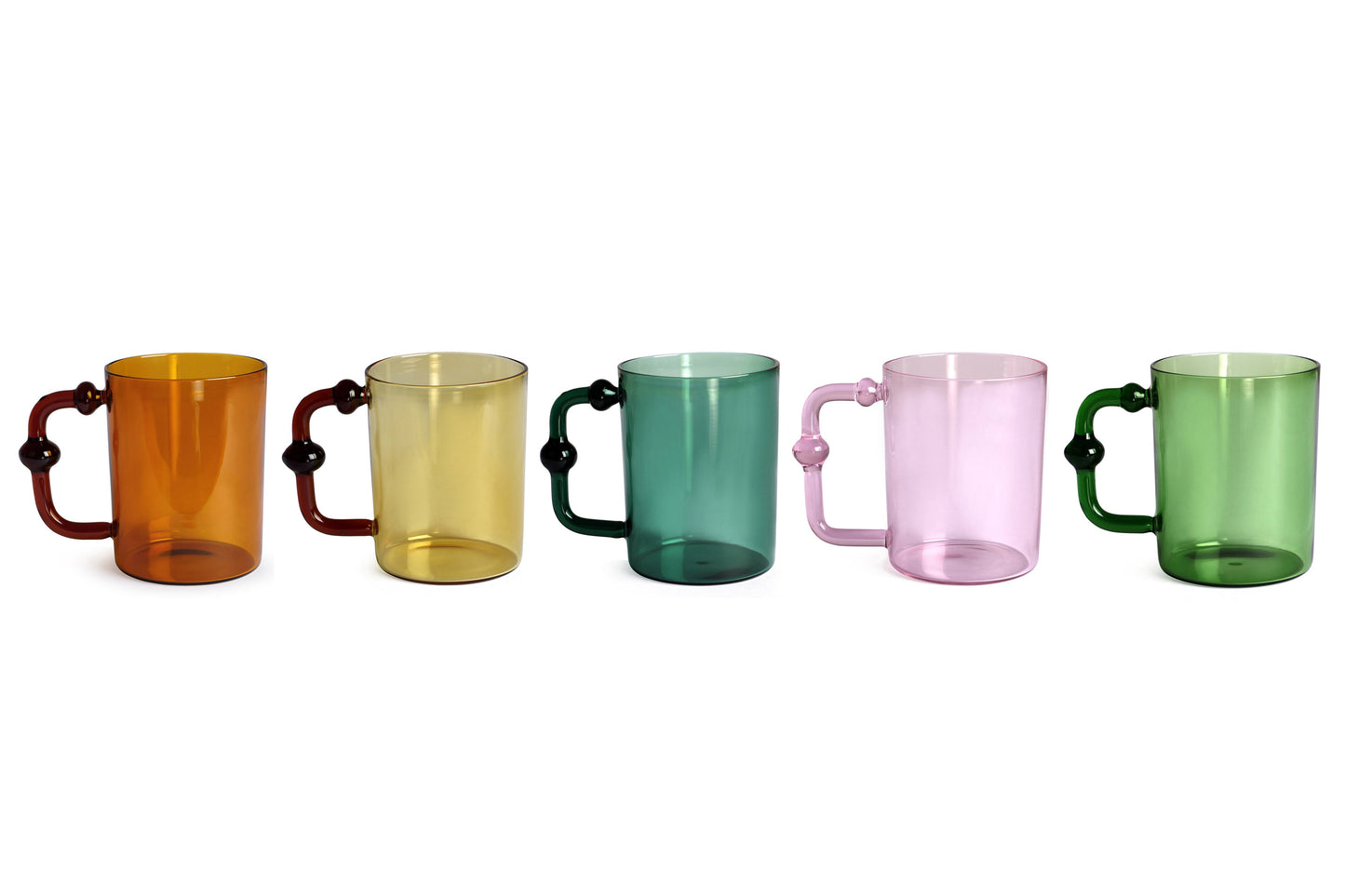 Colored Handblown Drinkware Mug | Set of 4 | Pink Mug Casa Amarosa