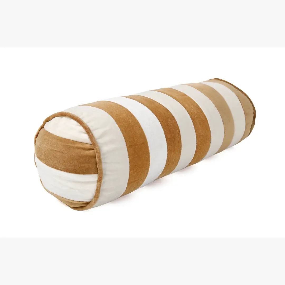 Velvet Stripe Bolster Pillow | Clay & Off-White Bolster Casa Amarosa