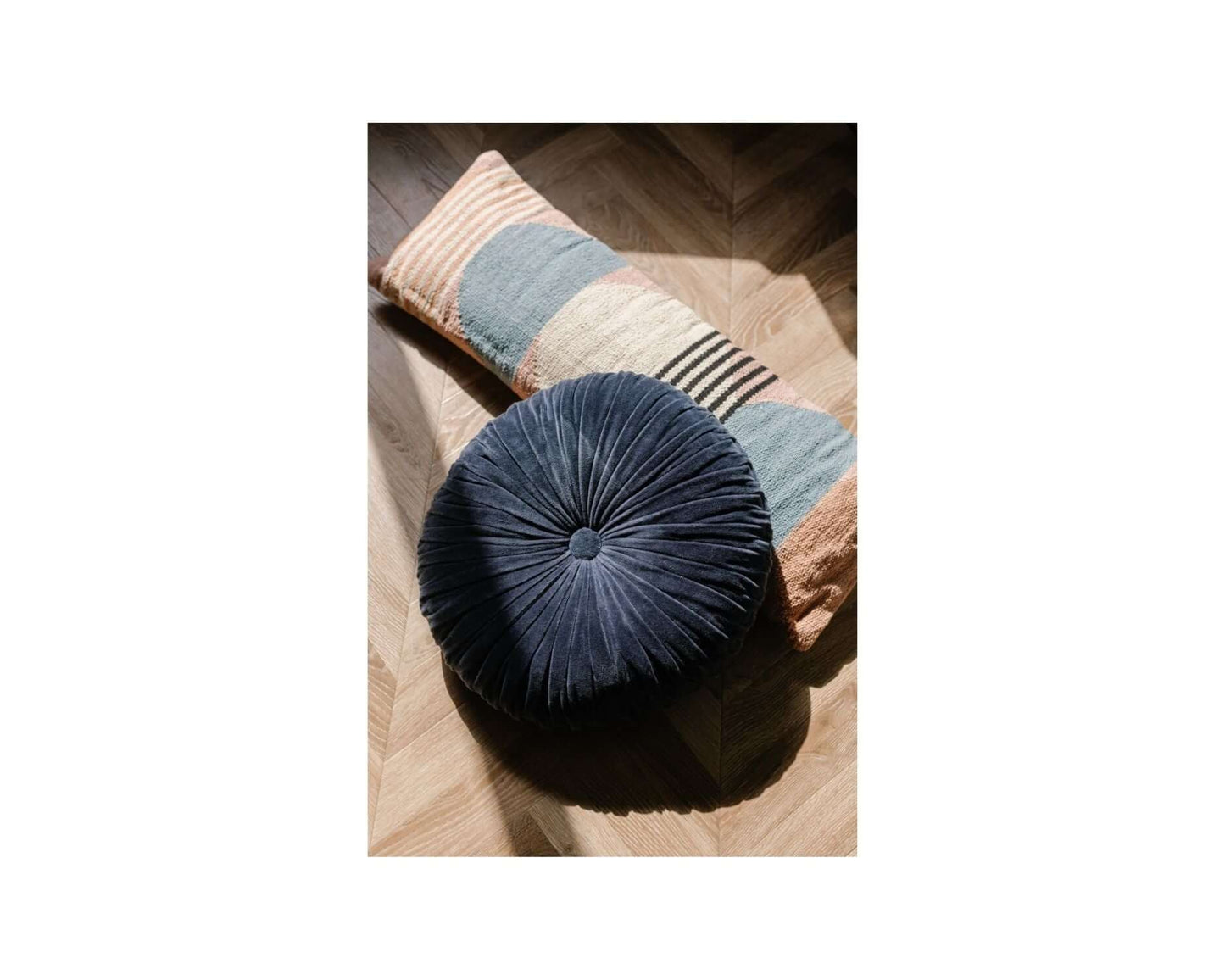 Handmade Circle Geo Lumbar Pillow | Multi Blue Cushion Casa Amarosa