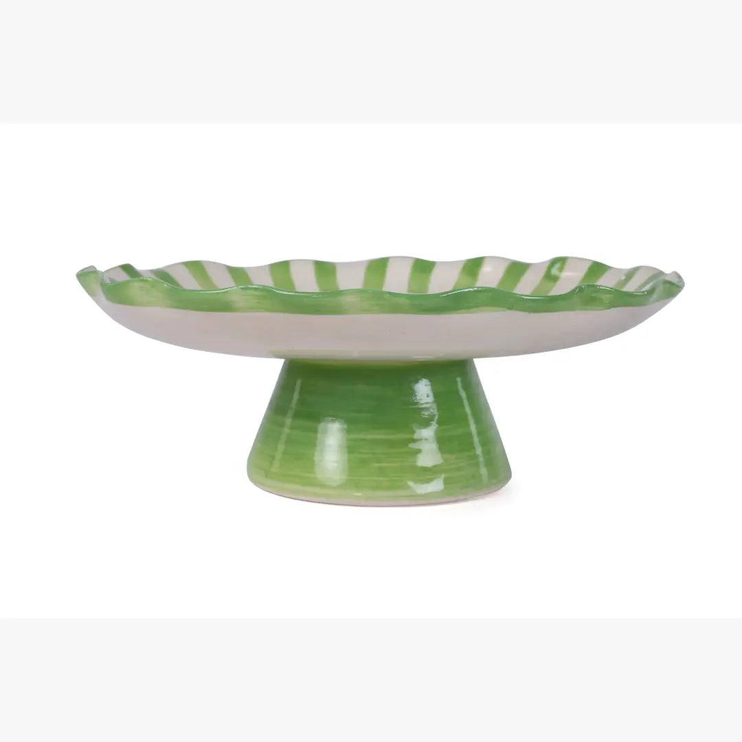 Ceramic Stripe Cake Stand | Green Cake stand Casa Amarosa