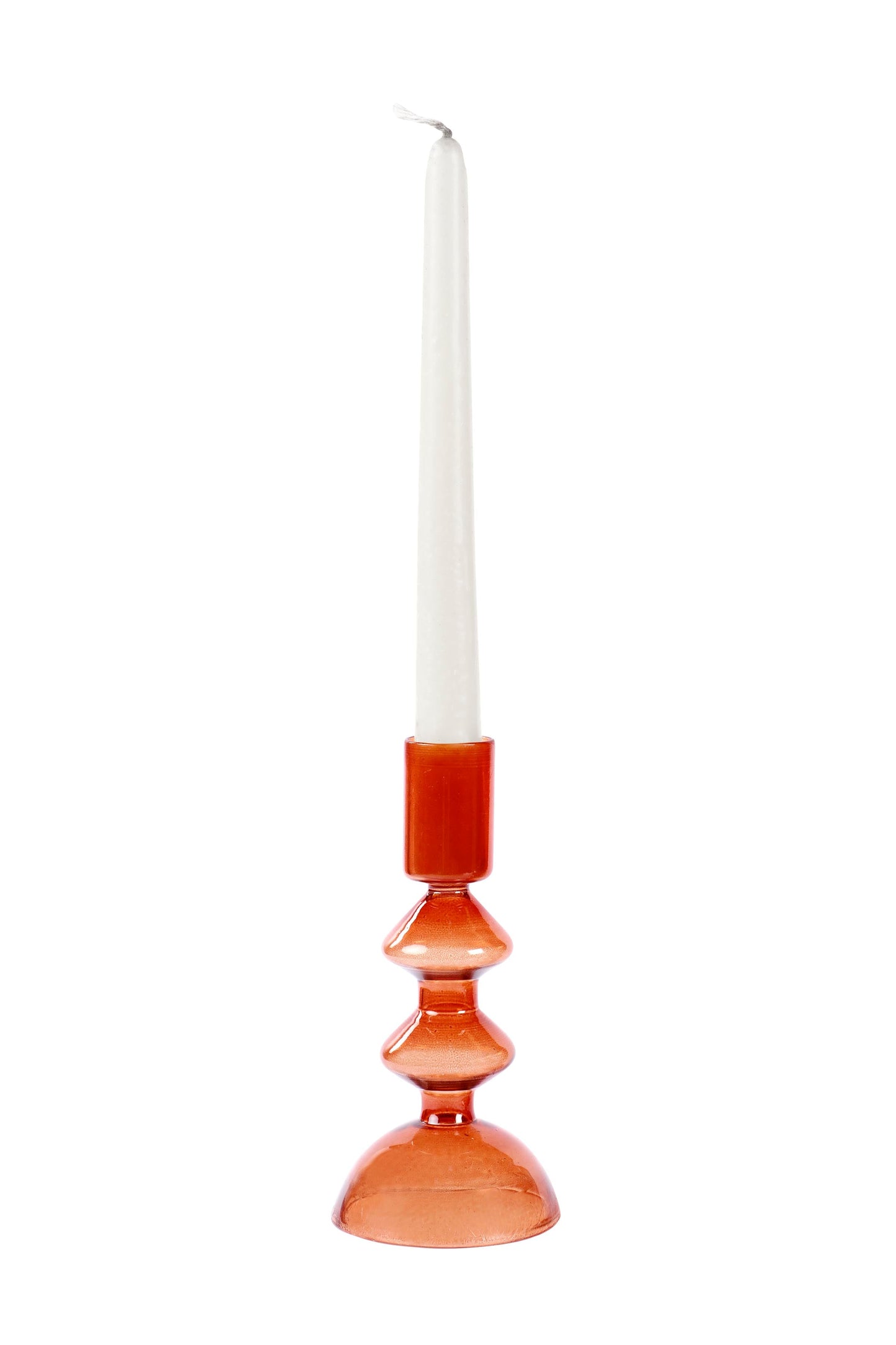 Retro Glass Candle Stick Holder |Set of 4 | Rust Orange Candle Holders Casa Amarosa
