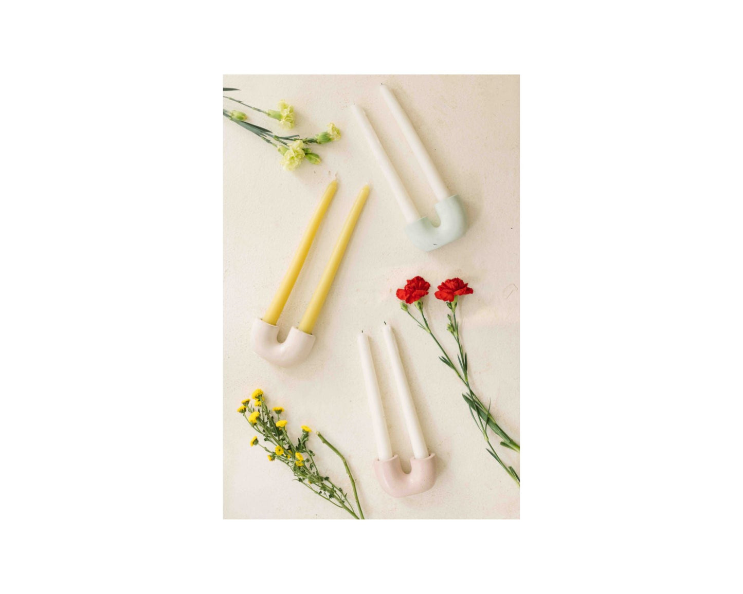 Nordic U-Shaped Concrete Candle Holder | Set of 2 | Ivory Candle Holders Casa Amarosa