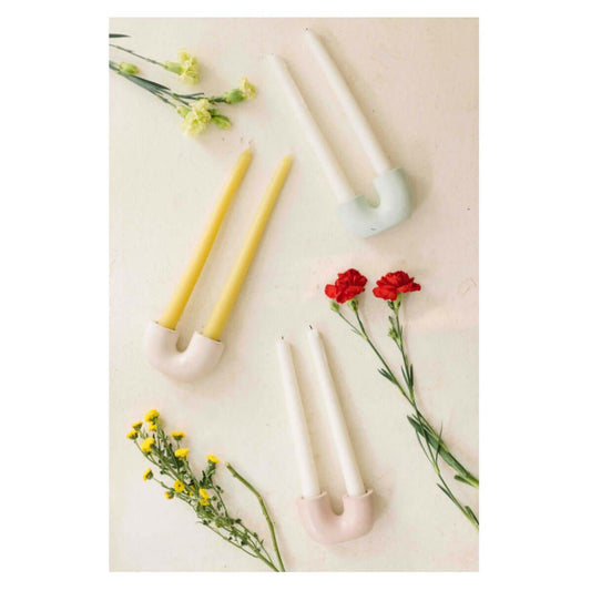 Nordic U-Shaped Concrete Candle Holder | Set of 2 | Ivory Candle Holders Casa Amarosa