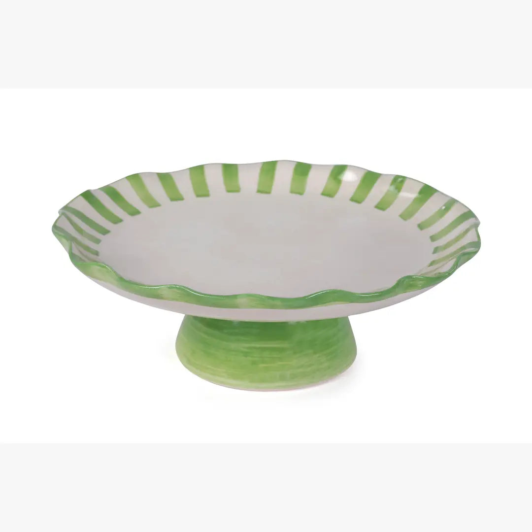 Ceramic Stripe Cake Stand | Green Cake stand Casa Amarosa