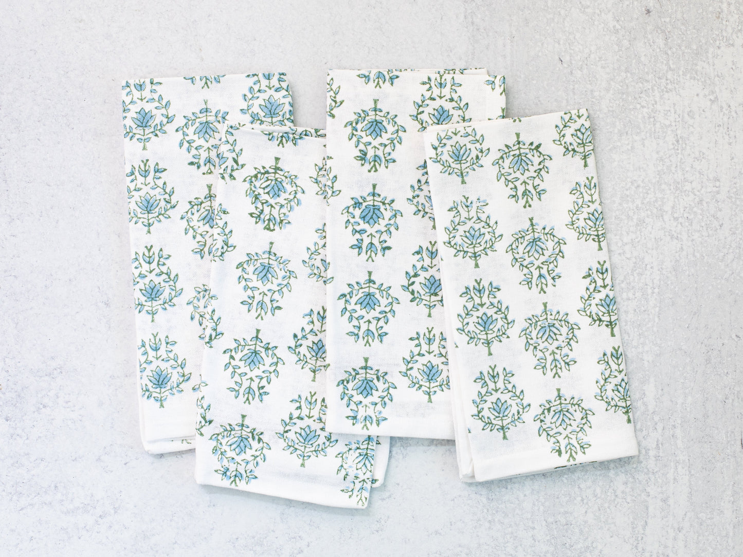 Lotus Dinner Napkins Set | Sage & Uniform Blue The Mended Company