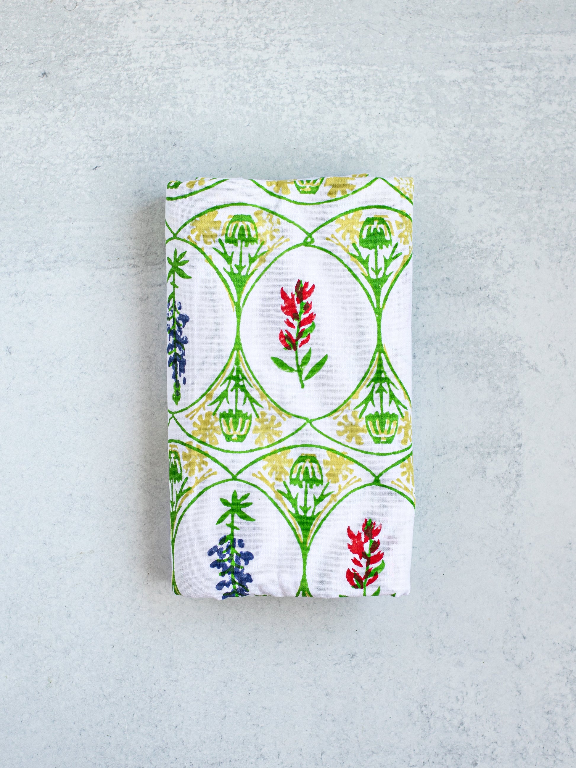 Table Runner | Round Top, Spring Yellow, Periwinkle, Vine & Poppy The Mended Company