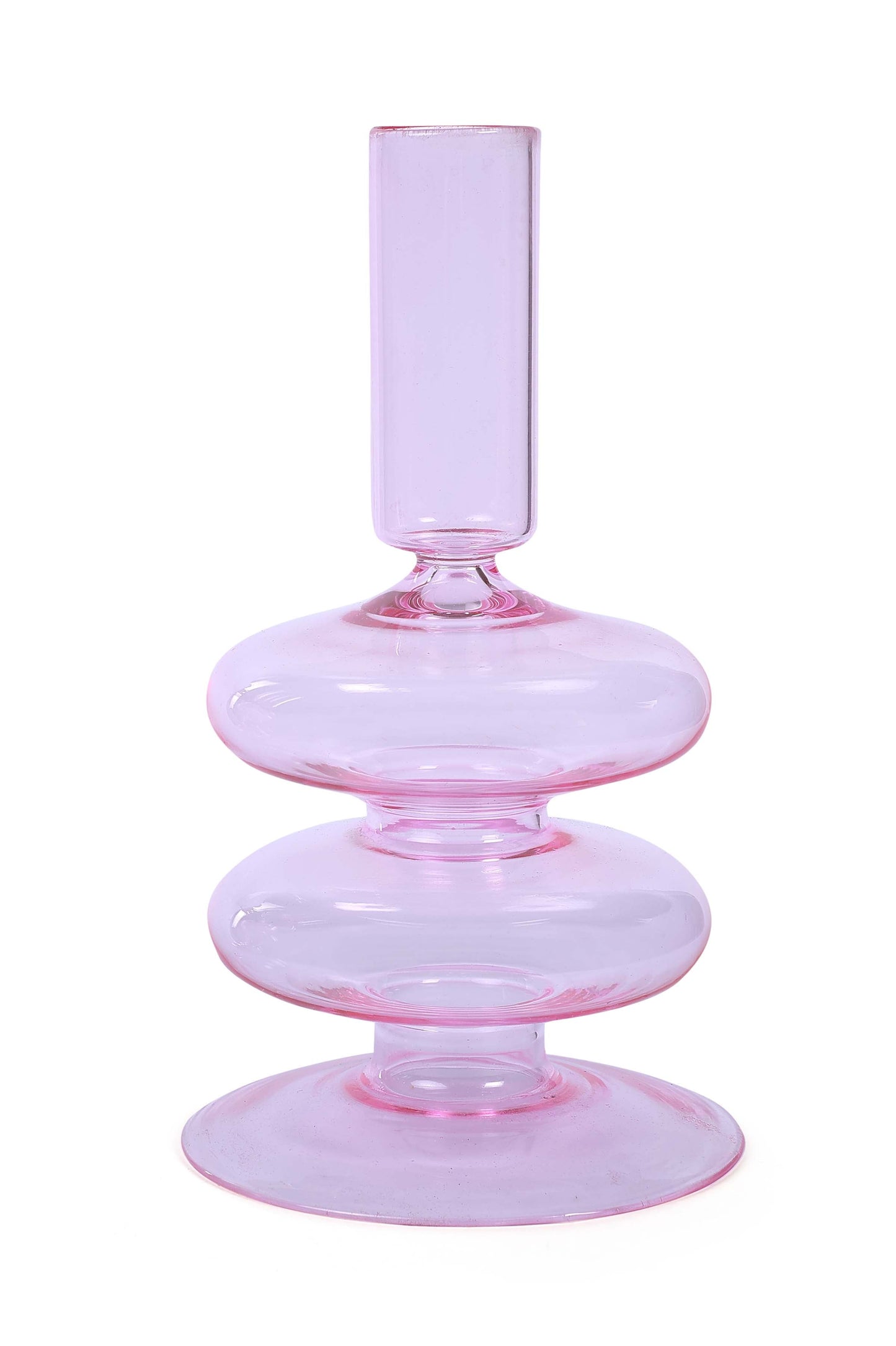 Retro Wavy Glass Candle Holder |Set of 4 | Pink Candle Holders Casa Amarosa