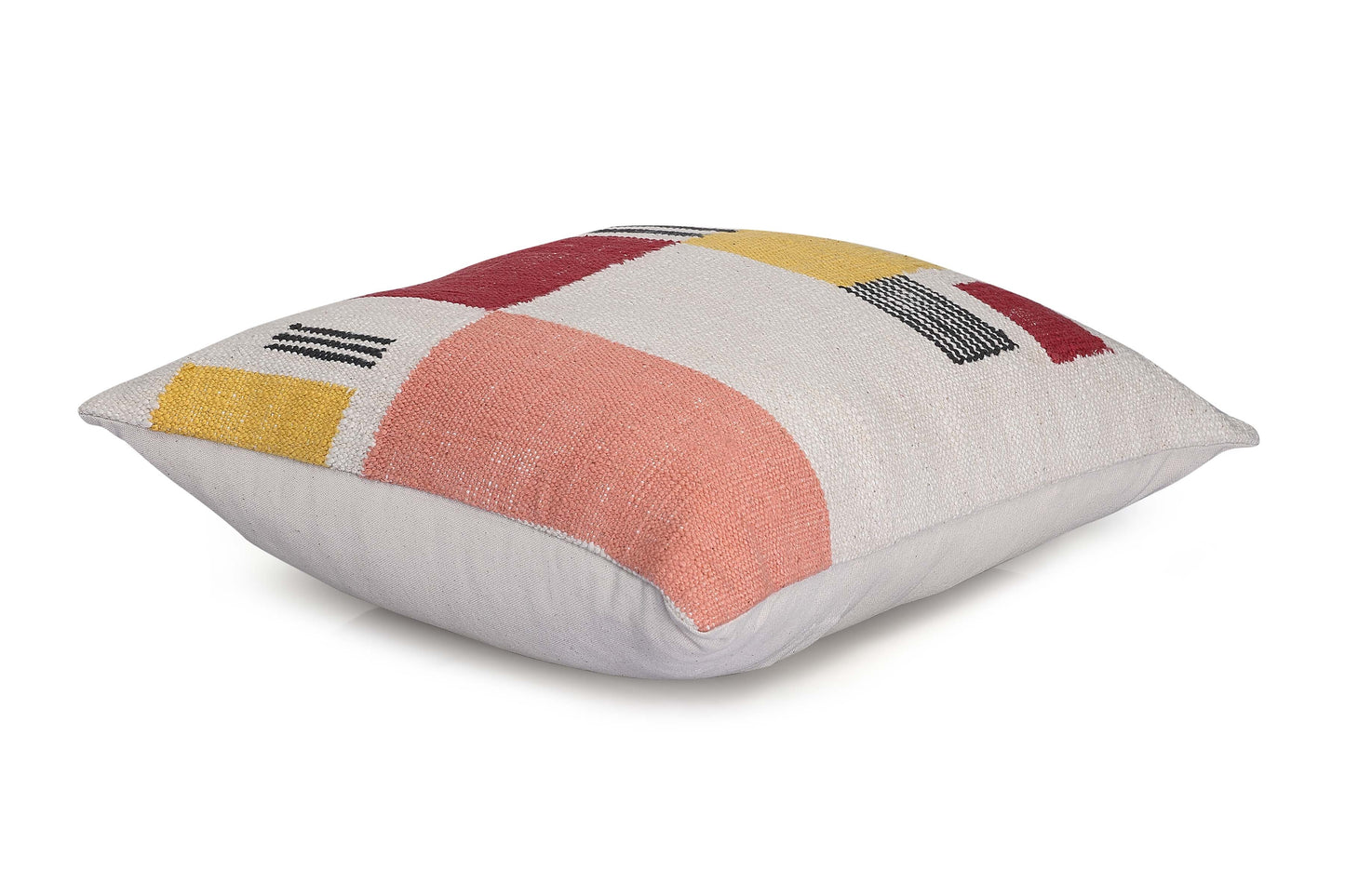 Rekha Handwoven Geometric Pillow | Pink & Wine Cushion Casa Amarosa