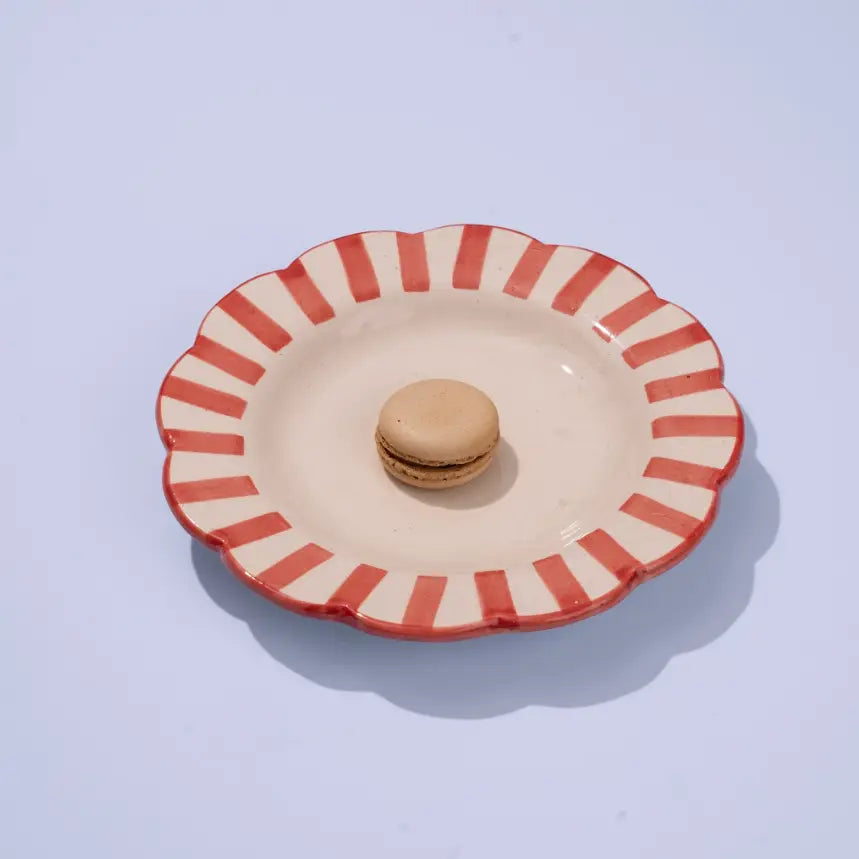 Ceramic Stripe Dinner Plate | Red Plate Casa Amarosa