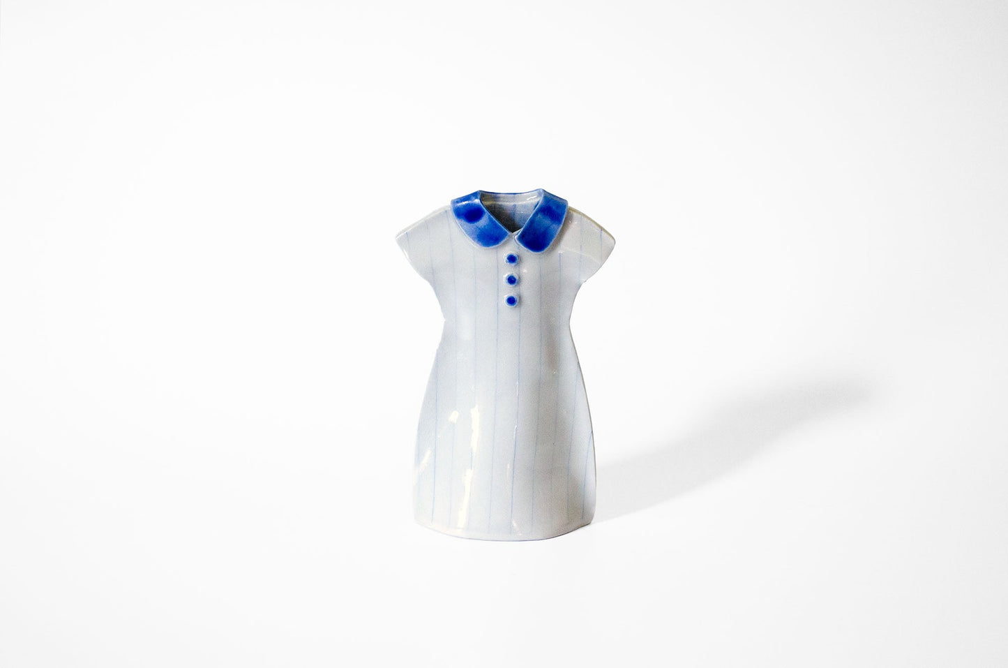 Nerikomi Porcelain Dress Shape Bud Vase Ceramic Vase Saori M Stoneware White x Blue 2