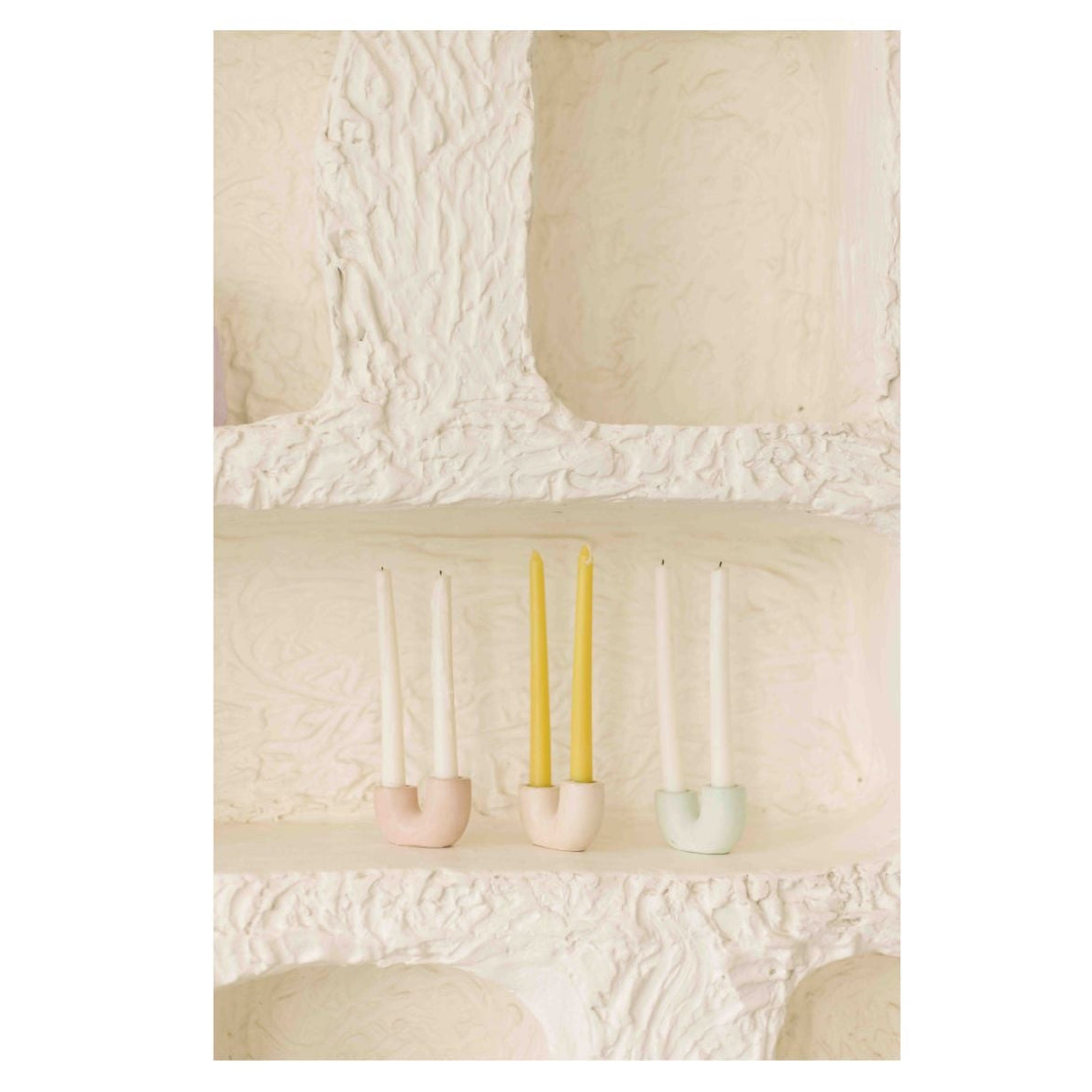Nordic Style U-Shaped Concrete Candle Holder | Pink Candle Holders Casa Amarosa