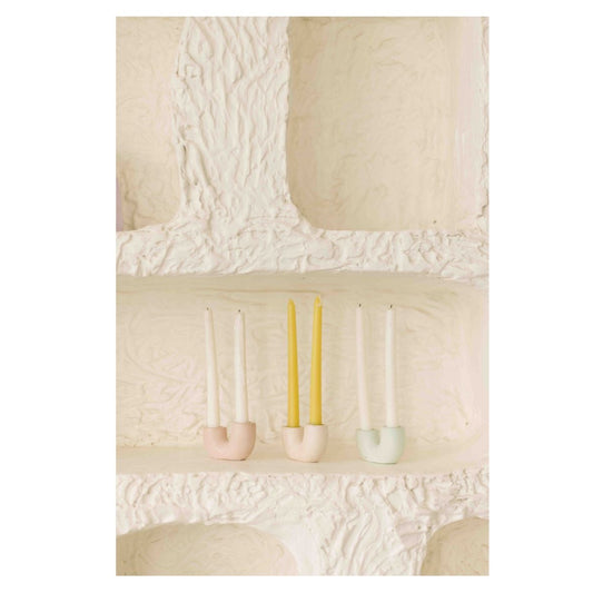 Nordic Style U-Shaped Concrete Candle Holder | Pink Candle Holders Casa Amarosa