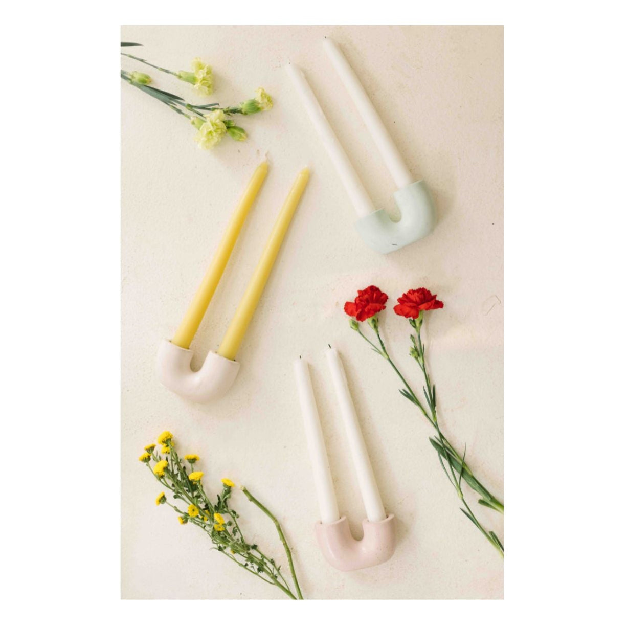 Nordic Style U-Shaped Concrete Candle Holder | Pink Candle Holders Casa Amarosa