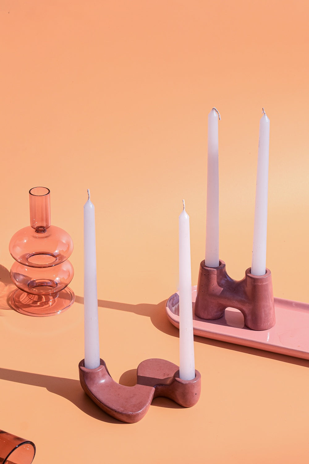 "S" Style Nordic Concrete Candle Holder | Set of 2 | Brown Kitchen essential Casa Amarosa