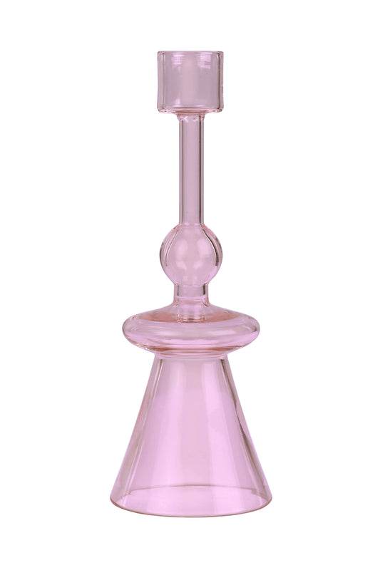 Glass Candle Holder | Set of 4 | Pink Candle Holders Casa Amarosa