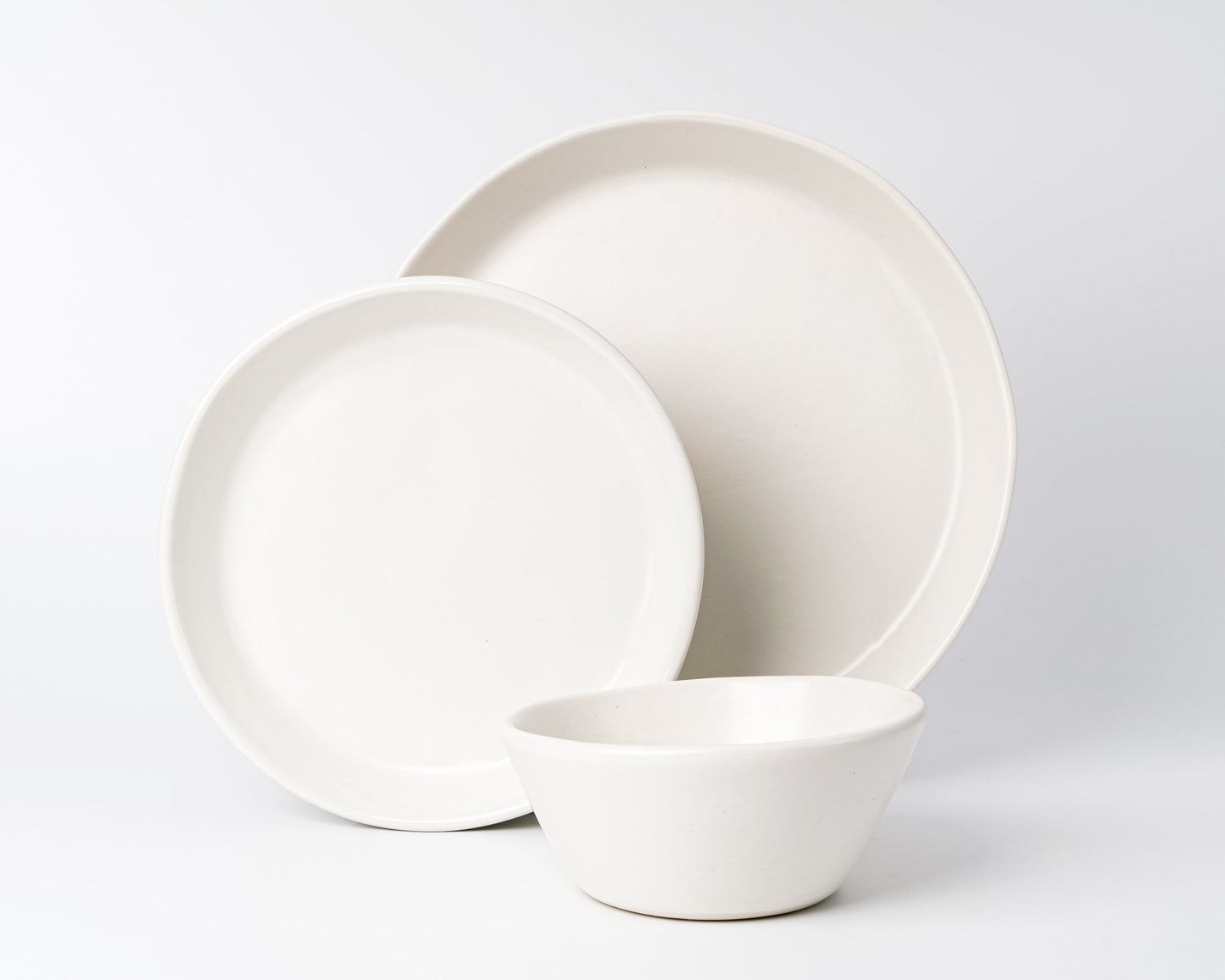 3 Piece Skali Coupe Dinner Setting Set Haand Matte White