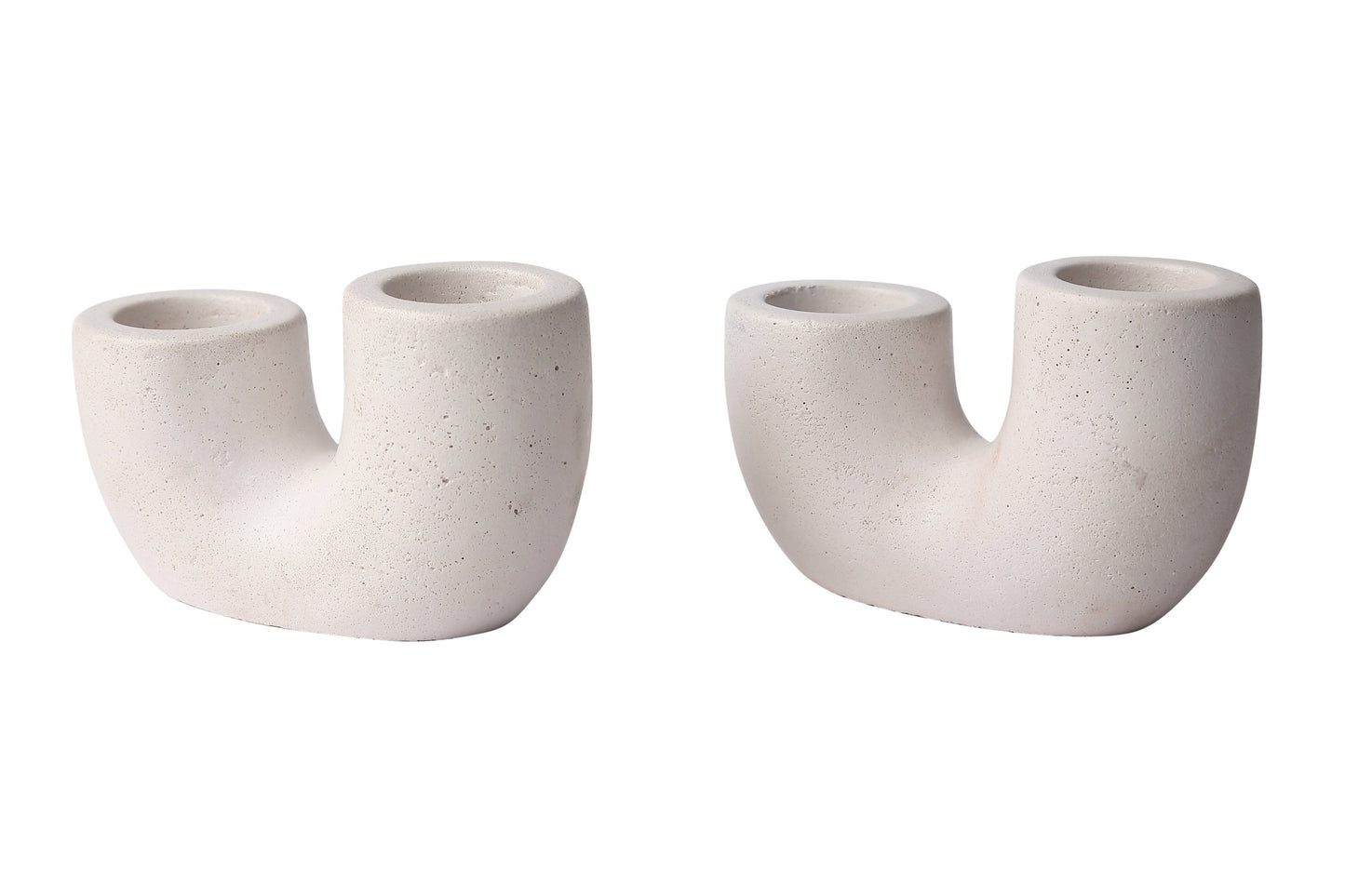 Nordic U-Shaped Concrete Candle Holder | Set of 2 | Ivory Candle Holders Casa Amarosa