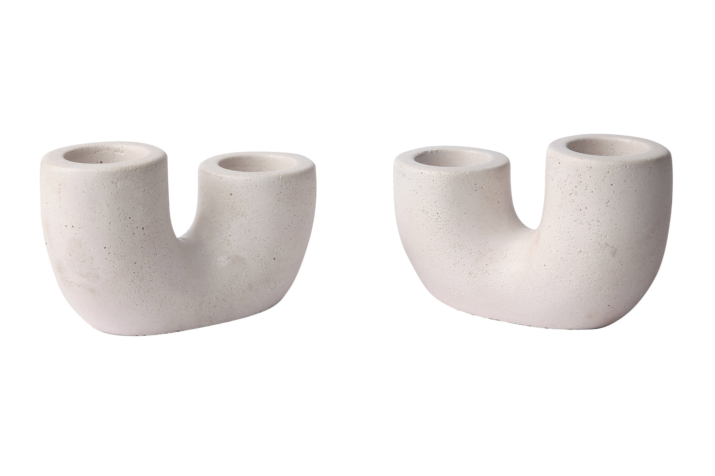 Nordic U-Shaped Concrete Candle Holder | Set of 2 | Ivory Candle Holders Casa Amarosa
