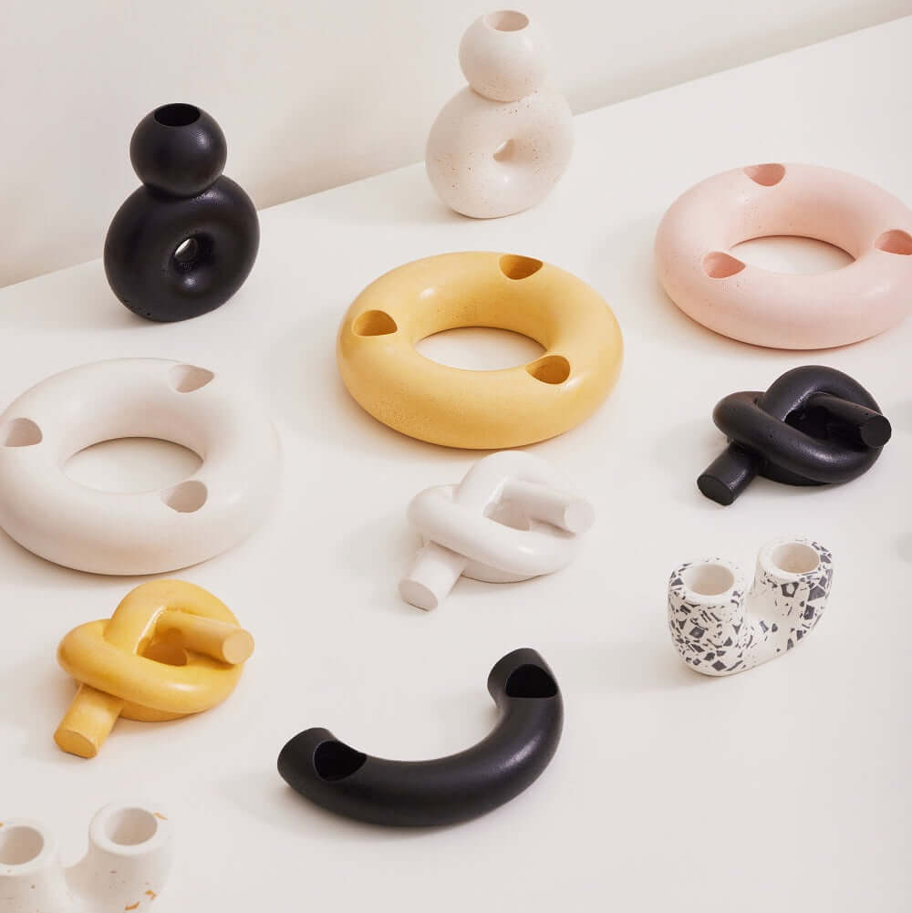 Nordic Donut Concrete Candle Holder | Set of 2 | Blush Kitchen essential Casa Amarosa