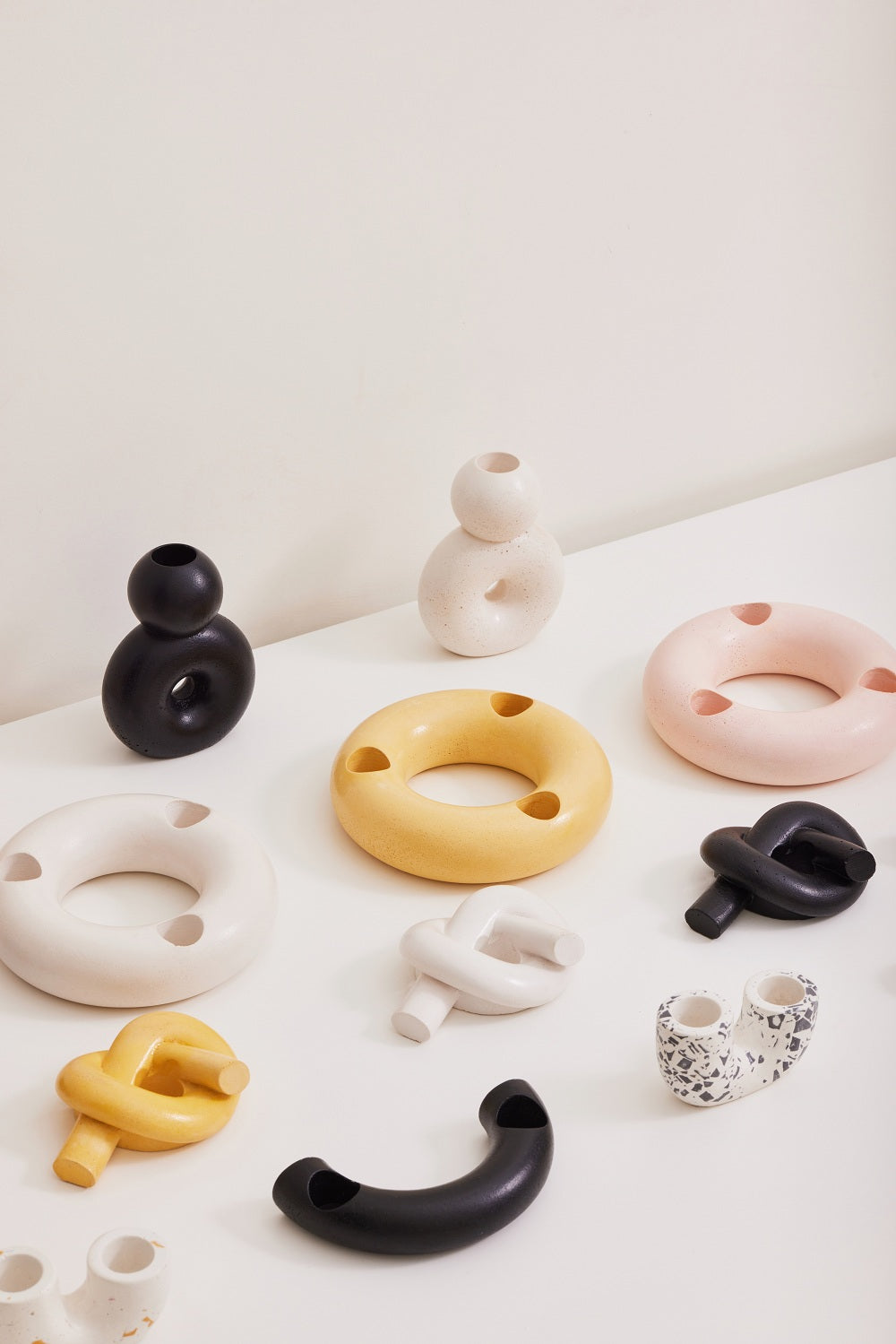 Nordic Donut Concrete Candle Holder | Set of 2 | Mustard Yellow Kitchen essential Casa Amarosa