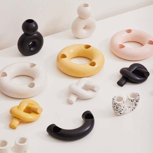 Nordic Donut Concrete Candle Holder | Set of 2 | Mustard Yellow Kitchen essential Casa Amarosa