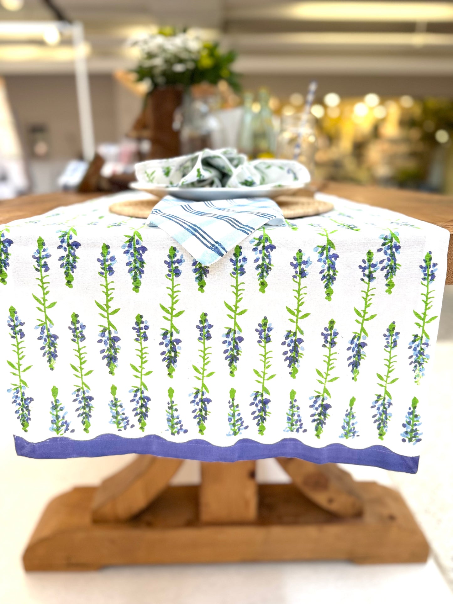 Bluebonnets Table Runner | Periwinkle, Vine & Uniform Blue The Mended Company