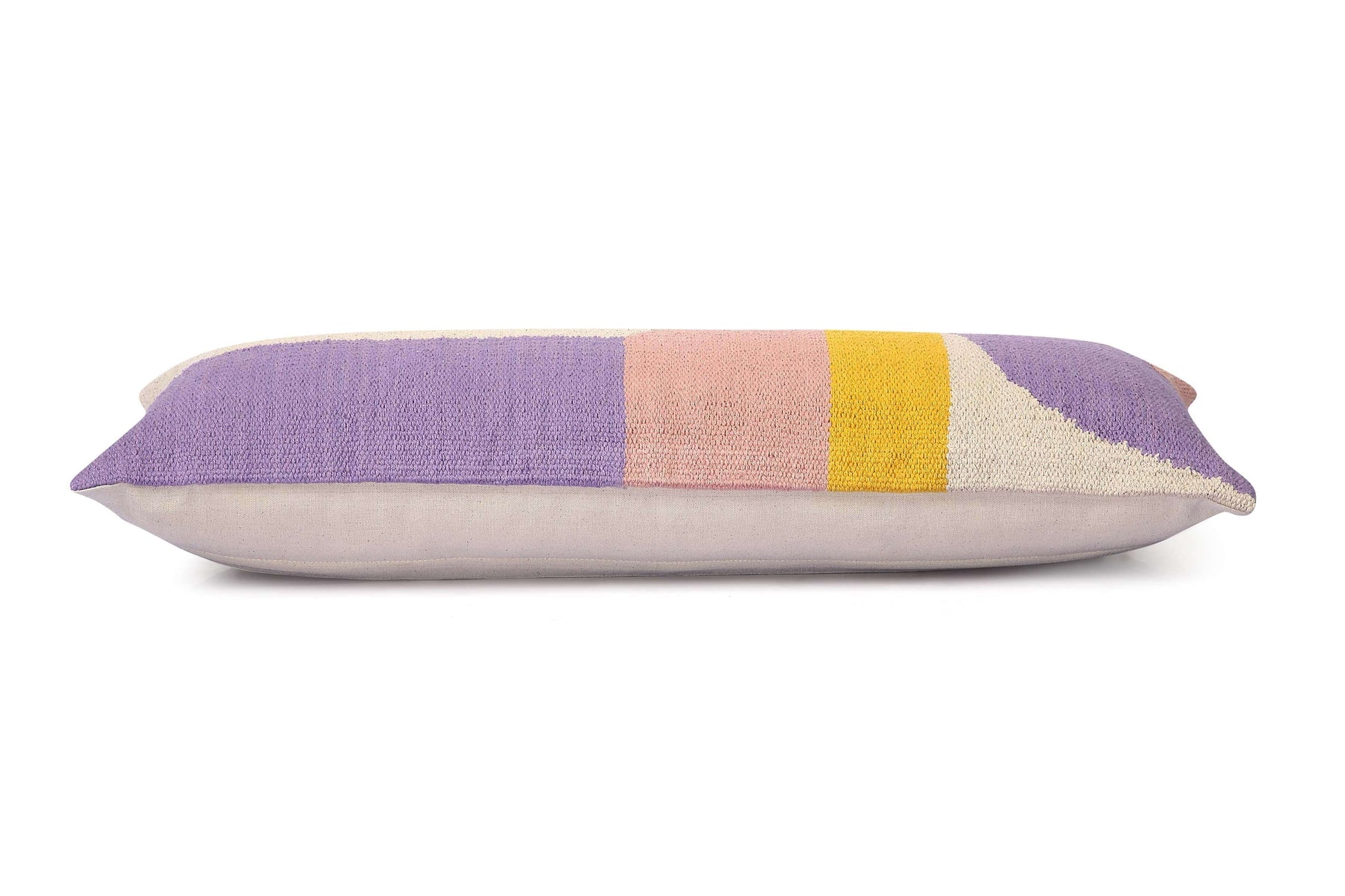 Handmade Geo Shapes Lumbar Pillow | Purple Cushion Casa Amarosa