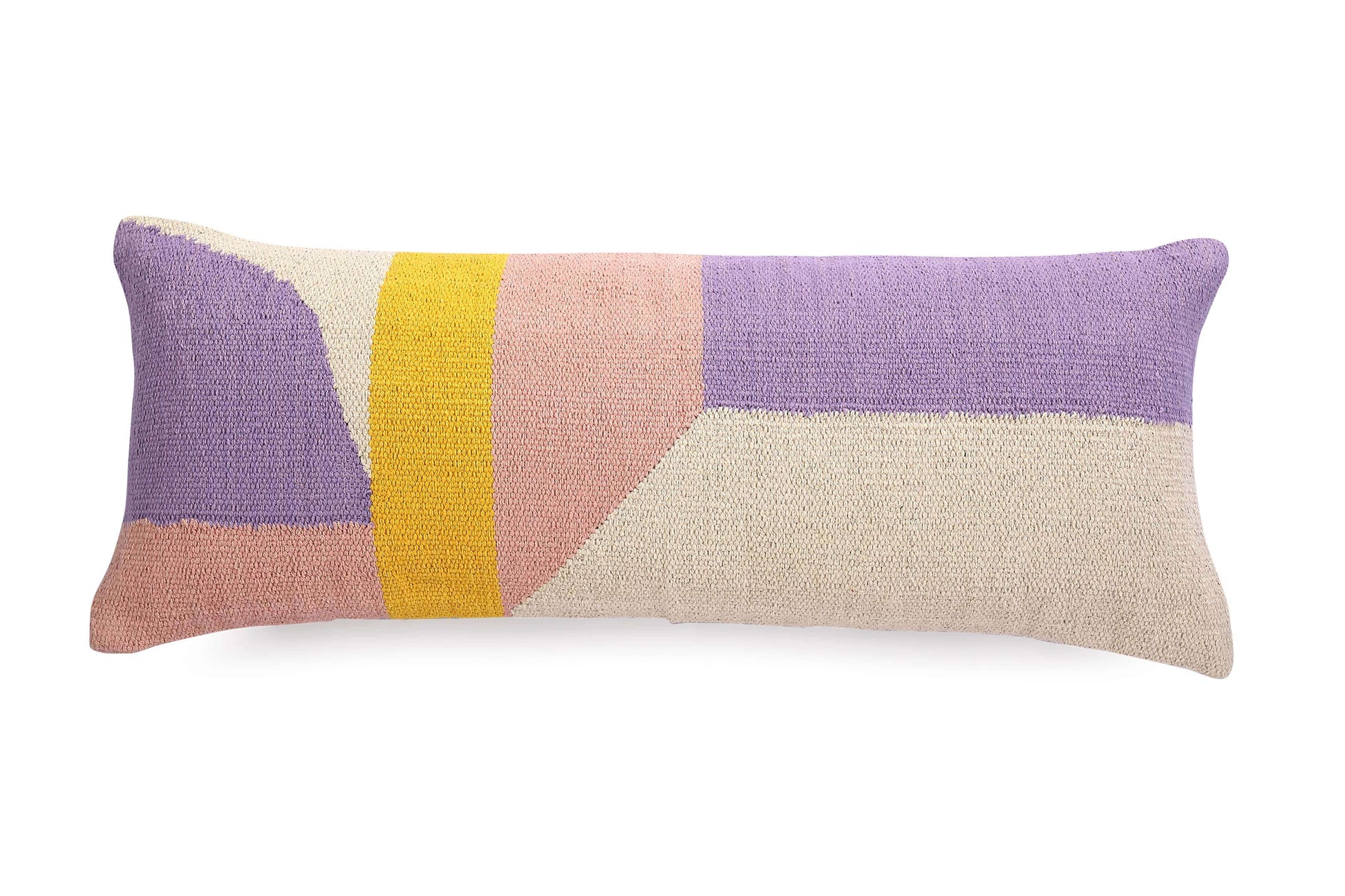 Handmade Geo Shapes Lumbar Pillow | Purple Cushion Casa Amarosa With Filler