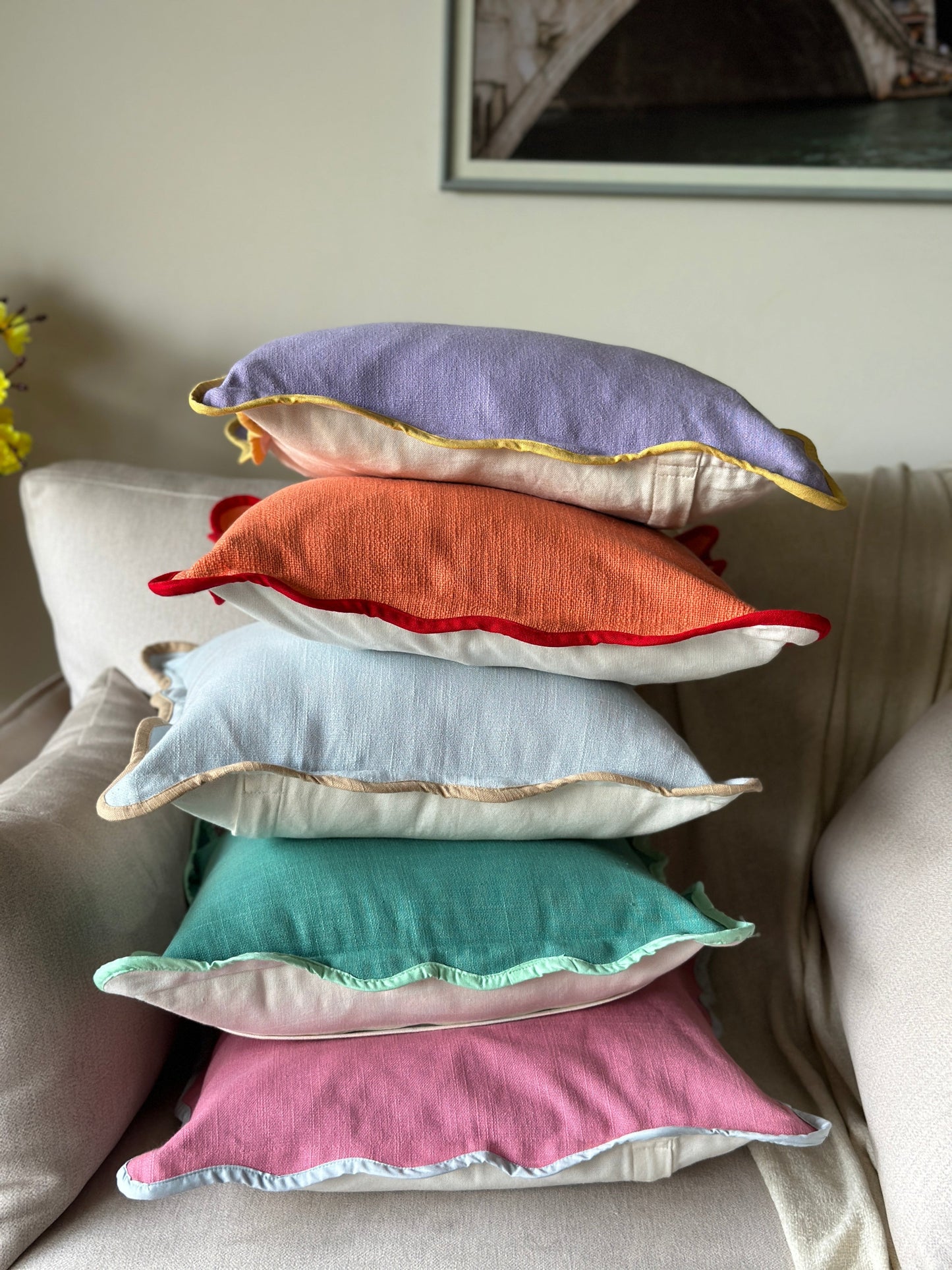 Handwoven Scallop Accent Cushion | Lavender Cushion Casa Amarosa