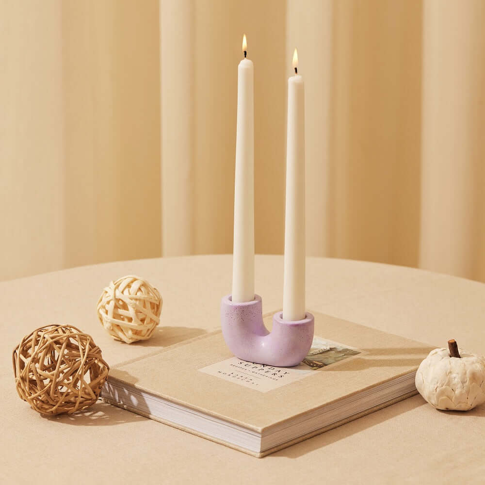 Nordic U-Shaped Concrete Candle Holder Set | Purple Candle Holders Casa Amarosa
