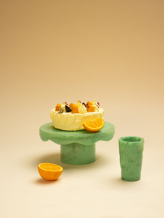 Scallop Resin Cake Stand | Green Cake stand Casa Amarosa