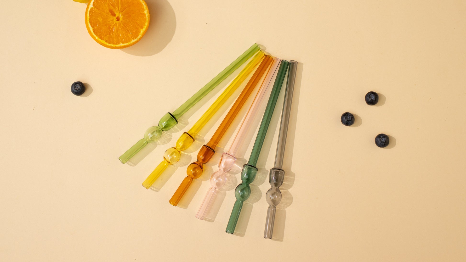 Glass Straw -Yellow (Set of 6), 8 x 1 Inches straw Casa Amarosa