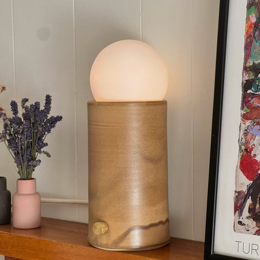 Pillar Lamp in Coffee | Handcrafted Ceramic Lamp