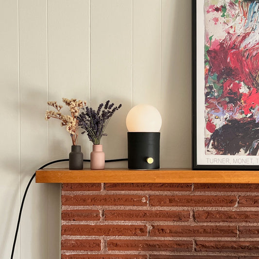 Mini Pillar Lamp in Char | Handcrafted Ceramic Table Lamp