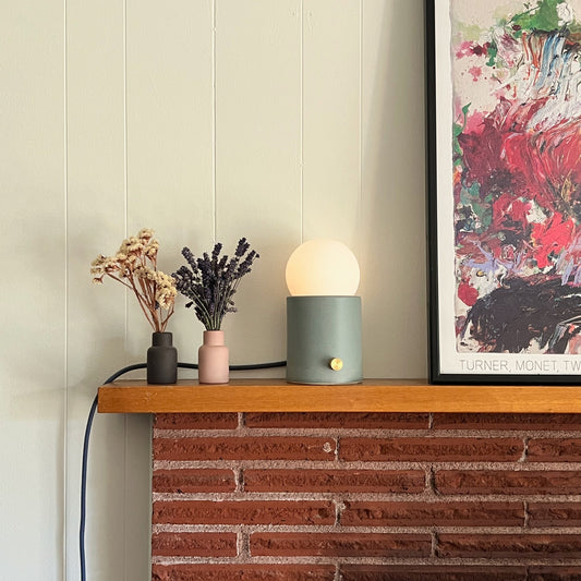 Mini Pillar Lamp in Frost Blue | Handcrafted Ceramic Lamp