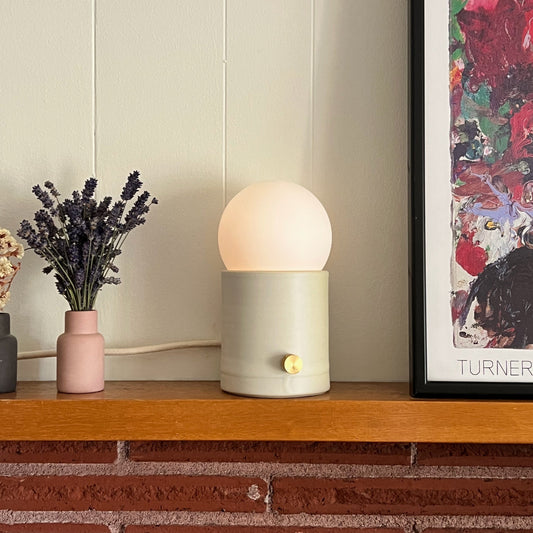 Mini Pillar Lamp in Bone | Handcrafted Ceramic Lamp