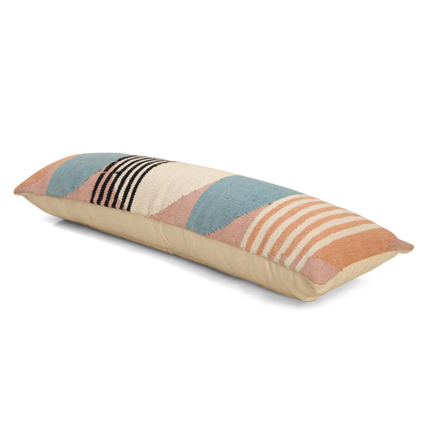 Handmade Circle Geo Lumbar Pillow | Multi Blue Cushion Casa Amarosa