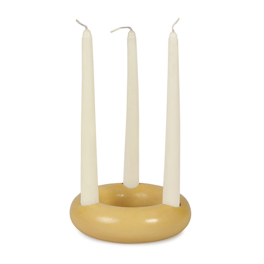 Nordic Donut Concrete Candle Holder | Set of 2 | Mustard Yellow